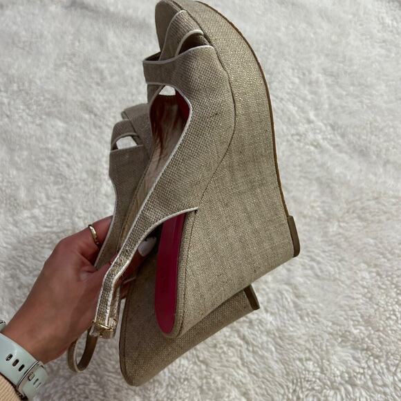 Lilly Pulitzer Womens Gold Wedges Sz 8 *Flawed* Preppy Summer Heels - Picture 6 of 9